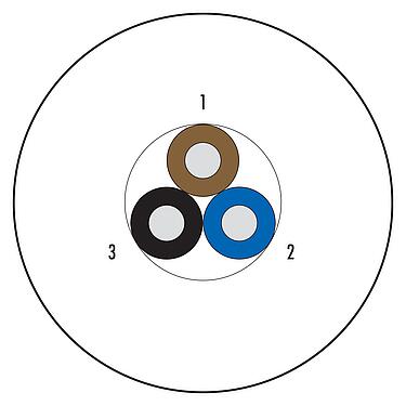 Abbildung 08 3080 000 000 - Polzahl: 3 Adern, ungeschirmt, Standard, PUR, schwarz, 3 x 0,34 mm², 100 m