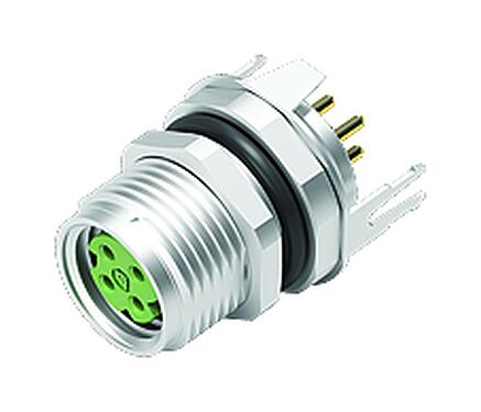 Illustrazione M8 Connettore femmina a flangia, Numero poli: 4, schermabile, THT, IP67, M8x1,0, Montaggio su panello posteriore, modellato