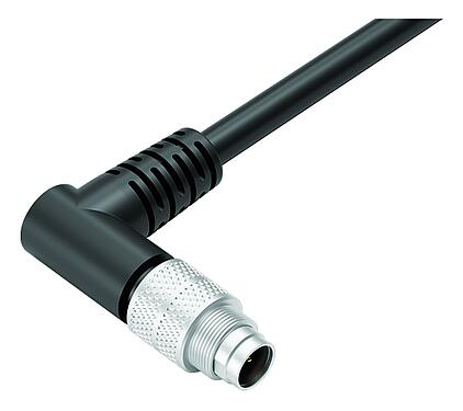 Kuva 79 1409 75 04 - M9 Kulmapistoke, Napojen määrä: 4, suojattu, suihkutettu kaapelille, IP67, PUR, musta, 5 x 0,25 mm², 5 m