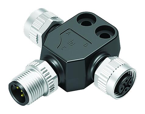 Abbildung M12 Zweifachverteiler, T-Verteiler, Stecker - 2 Dosen, Polzahl: 5, ungeschirmt, steckbar, IP68, UL 2238