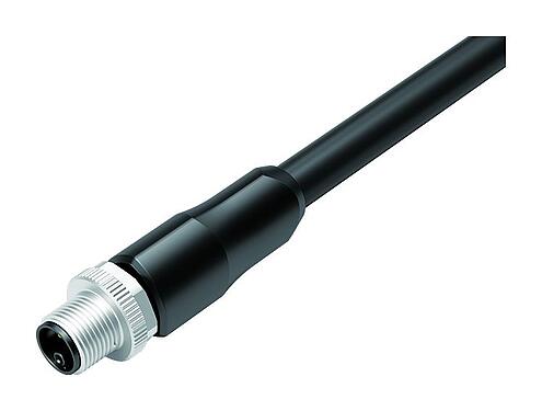 Illustration 77 0679 0000 50505-0500 - M12 Male cable connector, Contacts: 4+PE, unshielded, moulded on the cable, IP68, UL, PUR, black, 5 x 2.50 mm², 5 m