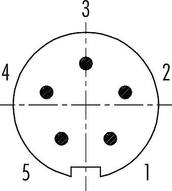 Disposizione dei contatti (lato connessione) Spingere Tirare Connettore maschio a flangia, Numero poli: 5, schermabile, saldare, IP67, M14x0,5, Montaggio anteriore