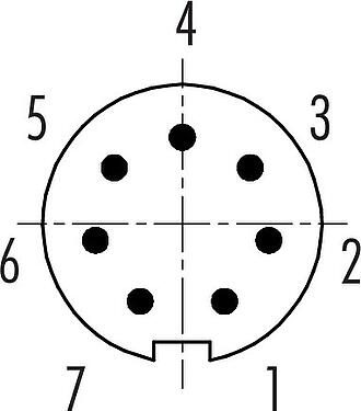 Disposition des contacts (Côté plug-in) Baïonnette Embase mâle, Contacts: 7, non blindé, souder, IP40, M10x0,75, Montage frontal