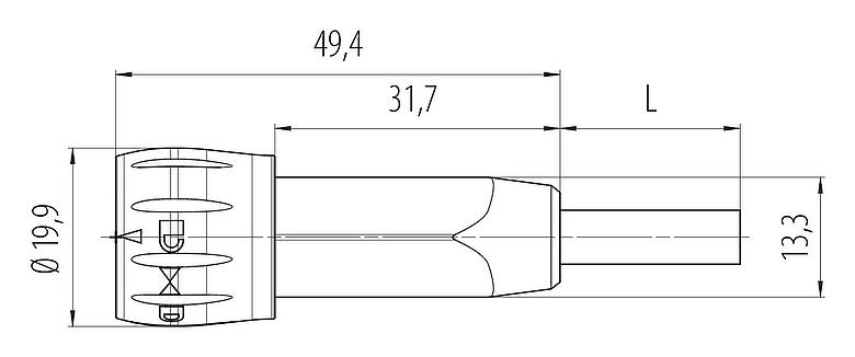 Schaaltekening 77 6005 0000 50008-0500 - Bajonet Kabelstekker, aantal polen: 8, onafgeschermd, soldeer, IP67, PUR, zwart, 8 x 0,25 mm², 5 m