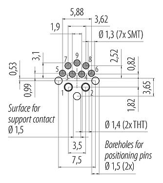 Ledarlayout 86 7047 0000 00009 - M12 Infälld monteringsplugg, antal poler: 2+7, lödning, IP67 ansluten och låst