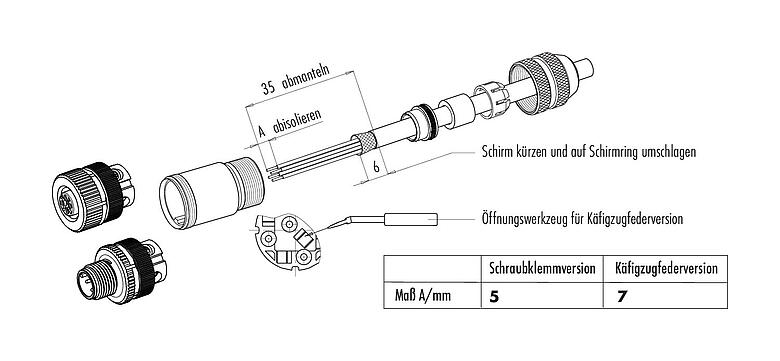 Montageanleitung 99 1429 810 04 - M12 Kabelstecker, Polzahl: 4, 6,0-8,0 mm, schirmbar, schraubklemm, IP67, UL