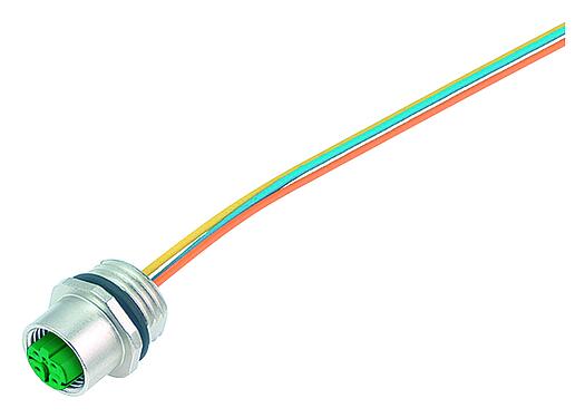 Illustration 76 0236 0011 00404-0200 - M12 Embase femelle, Contacts: 4, non blindé, fils, IP67, UL 2238, M16x1,5, Montage frontal