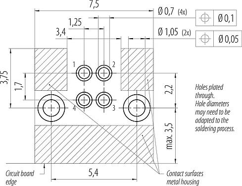 Geleiderconfiguratie M5 Haakse female panel mount connector, aantal polen: 4, schermbaar, soldeer, IP68, UL 2238, Achterwandmontage, gegoten
