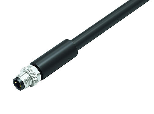 3D View 77 3505 0000 50706-0500 - M8 Male cable connector, Contacts: 6, shielded, moulded on the cable, IP67, PUR, black, 6 x 0.25 mm², 5 m