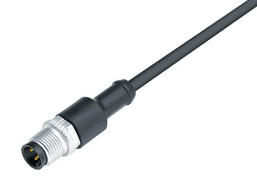 Illustration 77 4429 0000 50003-0500 - M12 Male cable connector, Contacts: 3, unshielded, moulded on the cable, IP68, UL, PUR, black, 3 x 0.34 mm², 5 m