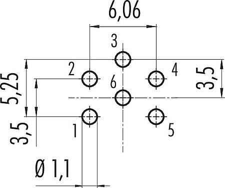 지휘자 레이아웃 M16 플랜지 리셉터클, 콘택트 렌즈: 6 (06-a), 차폐되지 않음, THT, IP40, M18x0,75, 후면 월 마운팅