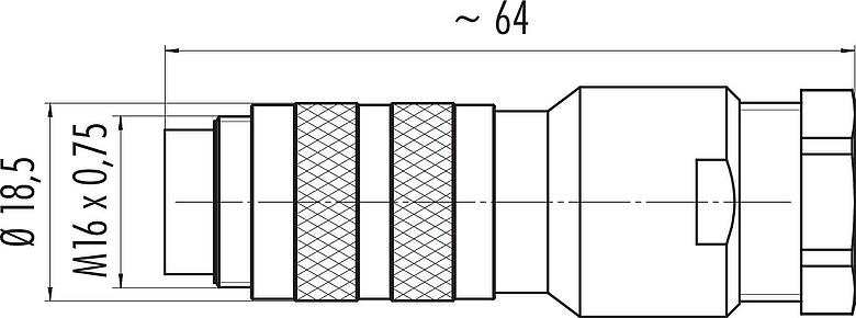 Schaaltekening M16 Kabelstekker, aantal polen: 7 (07-a), 8,0-10,0 mm, schermbaar, soldeer, IP67, UL 2238, met afschermring