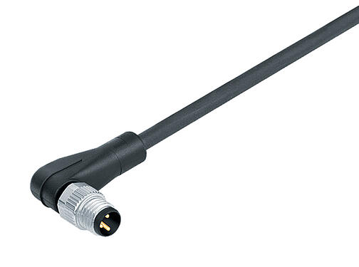 Illustration 77 3403 0000 50003-0200 - M8 Male angled connector, Contacts: 3, unshielded, moulded on the cable, IP67, UL, PUR, black, 3 x 0.34 mm², 2 m