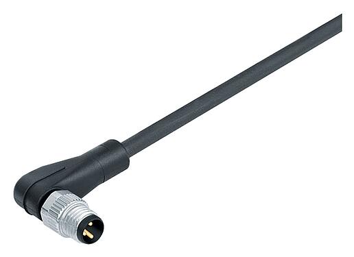 Illustration 77 3403 0000 50006-0500 - M8 Male angled connector, Contacts: 6, unshielded, moulded on the cable, IP67, UL, PUR, black, 6 x 0.25 mm², 5 m