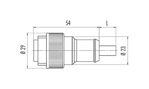 Desenho da escala 79 0231 20 04 - RD24 Plugue de cabo, Contatos: 3+PE, desprotegido, moldado no cabo, IP67, PVC, preto, 4 x 1,50 mm², 2 m