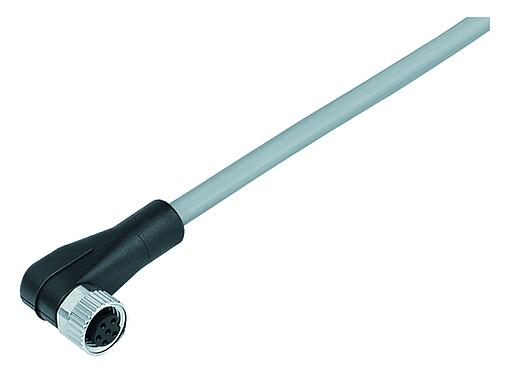 Illustration 77 3408 0000 20008-0500 - M8 Female angled connector, Contacts: 8, unshielded, moulded on the cable, IP67, UL, PVC, grey, 8 x 0.25 mm², 5 m