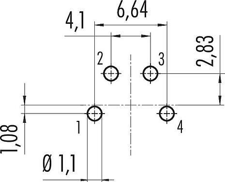 導体レイアウト M16 メスパネルマウントコネクタ, 極数: 4 (04-a), 非シールド, THT, IP40, M18x0,75, 背面パネルマウント
