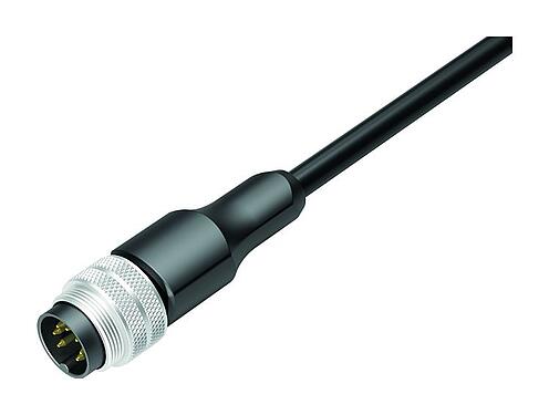 Abbildung 77 6429 0000 50007-0200 - M16 Kabelstecker, Polzahl: 7, ungeschirmt, am Kabel angespritzt, IP68, PUR, schwarz, 8 x 0,25 mm², 2 m