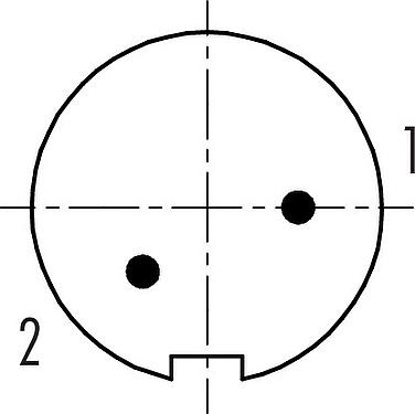 コンタクト配列(接続側) M9 オスコネクタケーブル, 極数: 2, 3.5-5.0mm, シールド可能, はんだ, IP67, シールドカフ付き