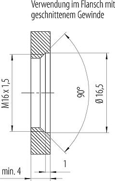 Montageanleitung / Montageausschnitt M12 Kabeldose, Polzahl: 8, 5,5-9,0 mm, schirmbar, IDC, IP67