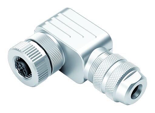 Ábrák M12 derékszögű aljzat, : 4, 6,0-8,0 mm, árnyékolható, rugós beszorító, IP67, árnyékoló gyűrűvel