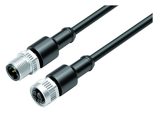 Abbildung 77 3430 3429 50005-0100 - M12/M12 Verbindungsleitung Kabelstecker - Kabeldose, Polzahl: 5, ungeschirmt, am Kabel angespritzt, IP69K, UL, PUR, schwarz, 5 x 0,34 mm², 1 m