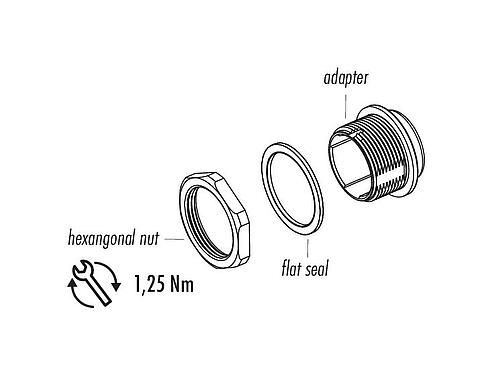 Komponentritning 08 2434 000 001 - Snap-In Adapter, oskärmad, VDE, Frammontering