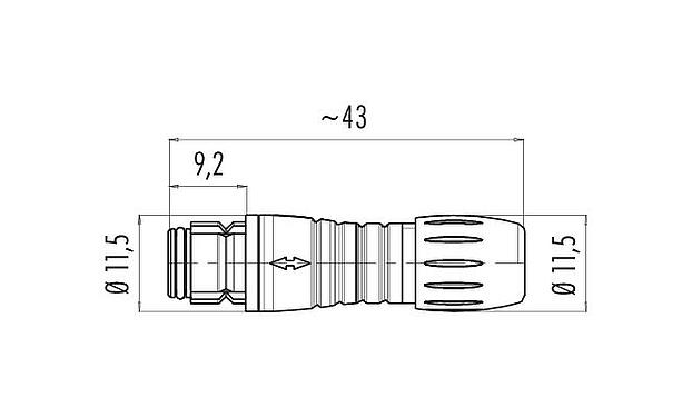 Dibujo a escala Snap-In Conector de cable hembra, Número de contactos: 3, 3,5-5,0 mm, sin blindaje, soldadura, IP67, UL 2238