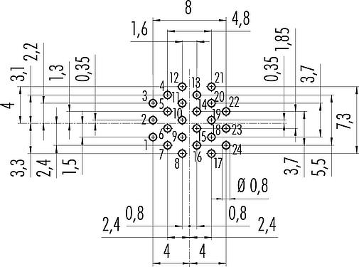 導體佈局 M16 孔頭法蘭座, : 24, 非遮罩, THT, IP40, M18x0,75, 後壁安裝