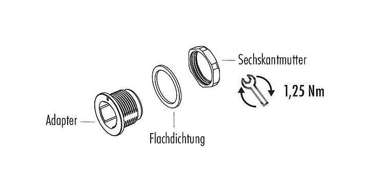 Einzelteildarstellung Snap-In Adapter, ungeschirmt, Frontmontage