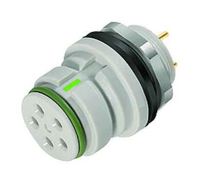 Minh hoạ Snap-In Ổ cắm gắn bảng, Số lượng cực : 3, không có chống nhiễu, THT, IP67, M12x1,0, Gắn phía trước