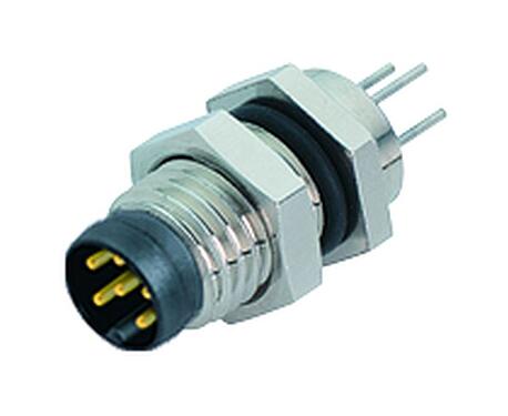 Illustration M8 Male panel mount connector, Contacts: 6, unshielded, THT, IP67, UL 2238, M8x1.0, Rear mounting