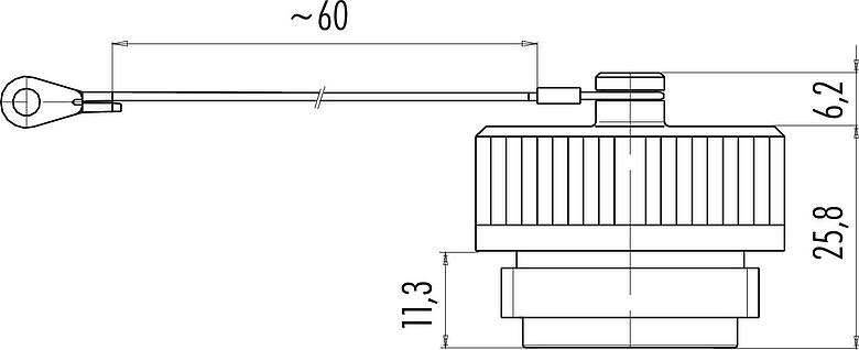 Dessin coté Capuchon de protection, IP65, pour embase femelle