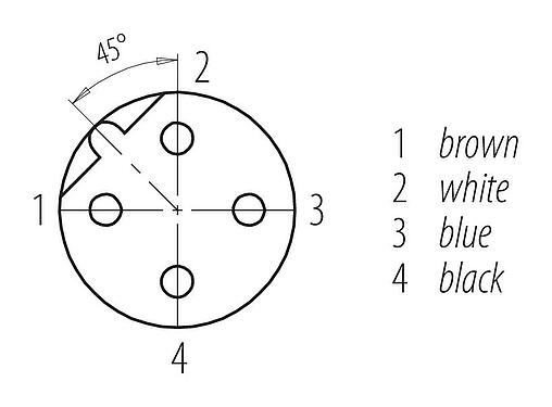 Disposizione dei contatti (lato connessione) M12 Passaparatia del quadro elettrico, Numero poli: 4, schermato, innestabile, IP67, UL 2238, Montaggio su panello posteriore