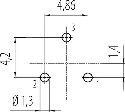 Conductor layout Snap-In Female panel mount connector, Contacts: 3, unshielded, THT, IP67, VDE, M12x1.0, Front mounting