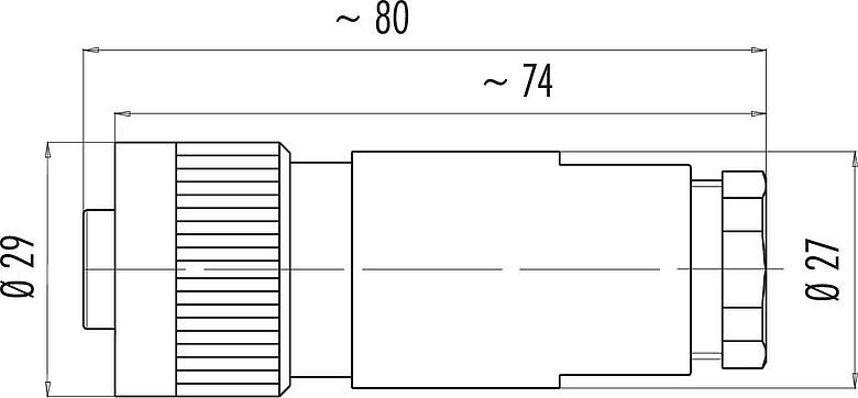 Schaaltekening RD24 Kabeldoos, aantal polen: 6+PE, 10,0-12,0 mm, onafgeschermd, krimpen (krimpcontacten dienen afzonderlijk te worden besteld), IP67, UL, ESTI+, VDE, PG 13,5
