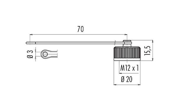 Méretarányos rajz 08 2615 000 000 - M12-A/B/D/K/L/S/T/US/X - Protective cap for flanged plug