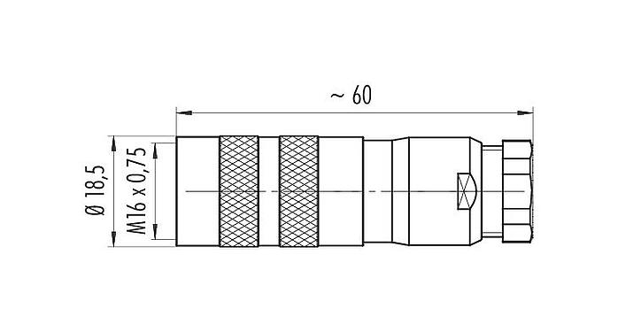 Desenho da escala 99 5614 210 05 - M16 Tomada de cabo, Contatos: 5 (05-a), 6,0-8,0 mm, blindável, pinça de parafuso, IP67, UL