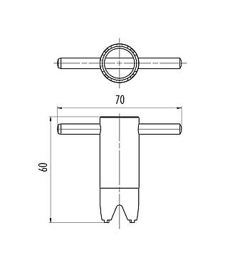 Scale drawing 08 1205 000 000 - M23 / AS-Interface - Mounting key for M23 connectors; 623/772/775 series