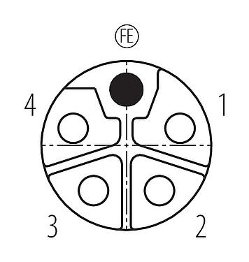 Sắp xếp liên hệ (phía kết nối) M12 Mảnh lắp ráp ổ cắm, Số lượng cực : 5, không có chống nhiễu, THR, IP68, UL 2238, Gắn phía trước