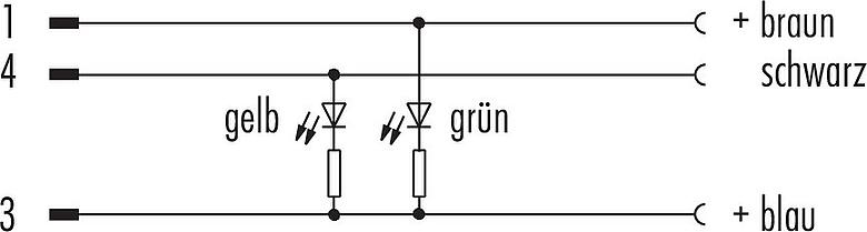 Belegungspläne M12/M8 Kabelstecker - Winkeldose, Polzahl: 3, ungeschirmt, am Kabel angespritzt, IP67/IP69K, PUR, schwarz, 3 x 0,25 mm², mit LED PNP, 1 m
