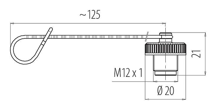 Méretarányos rajz 08 2425 010 000 - M12-A/B/D/K/L/S/T/US/X - Protective cap for cable socket