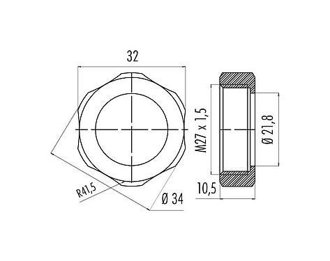 Scale drawing 02 8191 000 - Type A - Union nut; Series 210