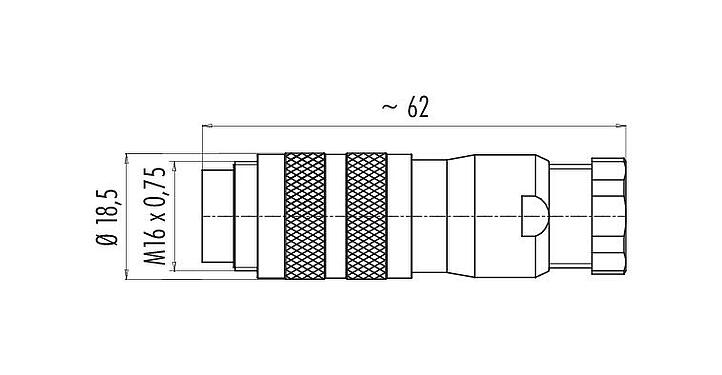 Scale drawing 99 5625 09 07 - M16 Male cable connector, Contacts: 7 (07-a), 6.0-8.0 mm, shieldable, solder, IP67, UL