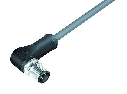 Illustration 77 3527 0000 20705-0500 - M12 Connecteur mâle coudé, Contacts: 5, blindé, surmoulé sur le câble, IP67, UL, PVC, gris, 5 x 0,25 mm², 5 m