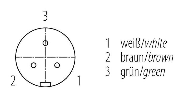 Contact arrangement (Plug-in side) Snap-In Female angled connector, Contacts: 3, 2.5-4.0 mm, unshielded, solder, IP67
