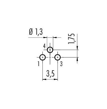 Conductor layout 86 6819 0000 00703 - M8 Male receptacle, Contacts: 3, unshielded, THT, IP67