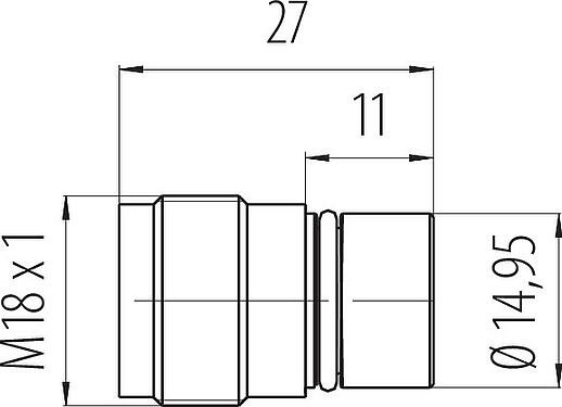 Dessin coté M18 Encastrable mâle, Contacts: 4, non blindé, souder, IP67