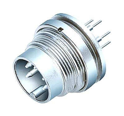 Illustration 09 0323 90 06 - M16 Male panel mount connector, Contacts: 6 (06-a), unshielded, THT, IP40, front fastened