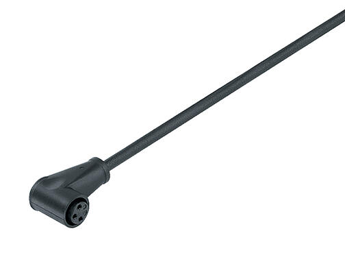 Illustration 79 3414 52 03 - Snap-In Female angled connector, Contacts: 3, unshielded, moulded on the cable, IP65, PUR, black, 3 x 0.25 mm², 2 m